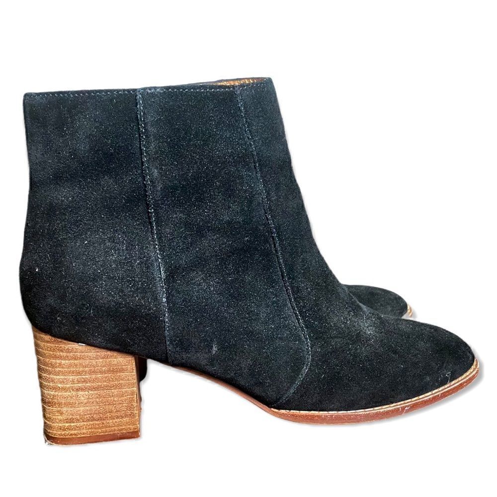 Madewell m4674 Womens Bryce Ankle Boots Zip Block Heel Black Suede Size 11